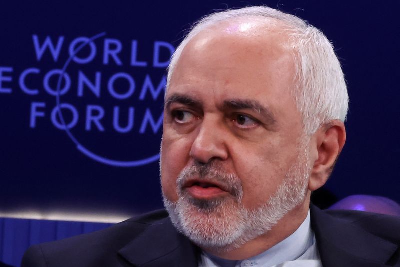 &copy; Reuters. Iran's Vice-President for Strategic Affairs Javad Zarif speaks during the 55th annual World Economic Forum (WEF) meeting in Davos, Switzerland, January 22, 2025. REUTERS/Yves Herman