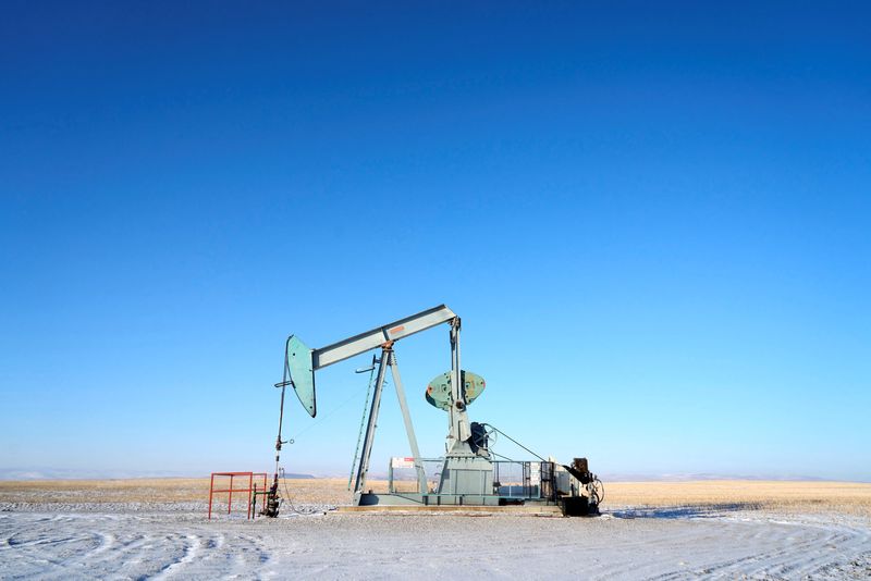 © Reuters. A view of an oil pump jack on the prairies near Claresholm, Alberta, Canada January 18, 2025.  REUTERS/Todd Korol