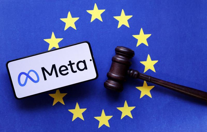  Meta logo, EU flag and Judge gavel are seen in this illustration taken, August 6, 2024. REUTERS/Dado Ruvic/Illustration/File Photo