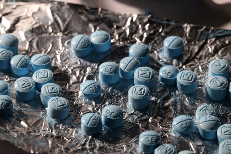 &copy; Reuters. FILE PHOTO: Pills are seen pressed from a pill press at Reuters' office in New York City, U.S., June 24, 2024. REUTERS/Andrew Kelly/File Photo