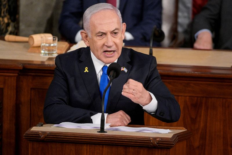 &copy; Reuters. FILE PHOTO: Israeli Prime Minister Benjamin Netanyahu addresses a joint meeting of Congress at the U.S. Capitol in Washington, U.S., July 24, 2024. REUTERS/Craig Hudson/File Photo