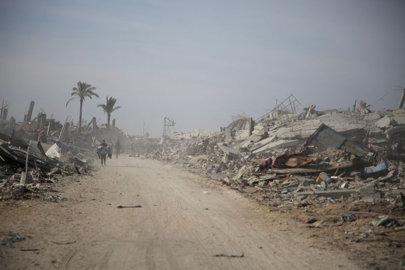 &copy; Reuters. Local atacado por Israel em Rafah, sul de Gazan 19/1/2025   REUTERS/Hatem Khaled
