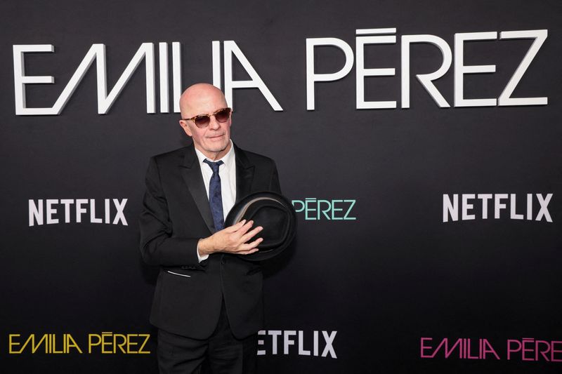 &copy; Reuters. Diretor Jacques Audiard em pré-estreia do seu filme Emilia Pérez em Los Angeles, EUAn21/10/2024nREUTERS/Mario Anzuoni/File Photo