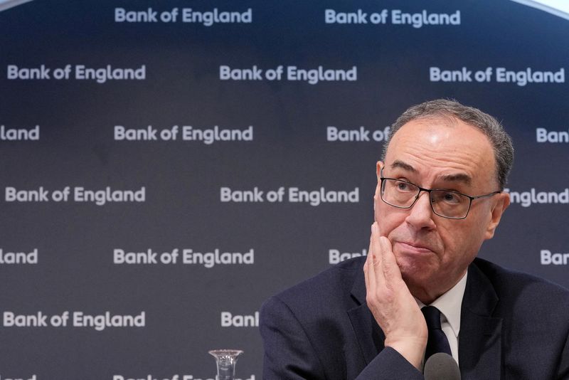 &copy; Reuters. Presidente do Banco da Inglaterra, Andrew Bailey, durante coletiva de imprensa, em Londresn06/02/2025 nKin Cheung/Pool via REUTERS