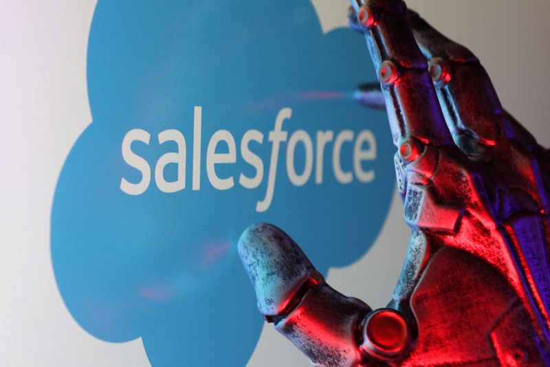 Salesforce falls after weak annual forecast puts spotlight on AI monetization