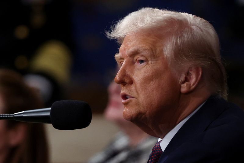 &copy; Reuters. Presidente dos EUA, Donald Trump, durante discurso ao Congresso, em Washingtonn04/03/2025nREUTERS/Evelyn Hockstein