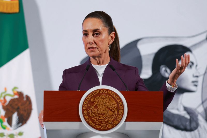 &copy; Reuters. Presidente do México, Claudia Sheinbaum, durante coletiva de imprensa, na Cidade do Méxicon04/03/2025nREUTERS/Raquel Cunha