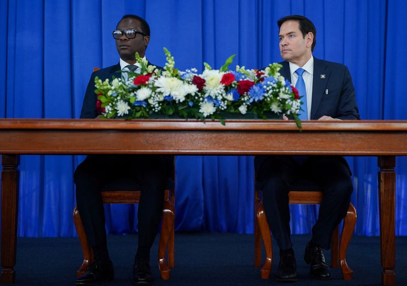 &copy; Reuters. Secretário de Estado dos EUA,  Marco Rubio, se reúne com ministro das Relações Exteriores da Guiana,  Hugh Toddn27/03/2025nREUTERS/Nathan Howard/Pool