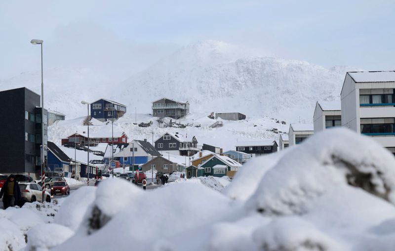 &copy; Reuters. Vista de casas em Nuuk, na Groenlândian27/03/2025nREUTERS/Leonhard Foeger