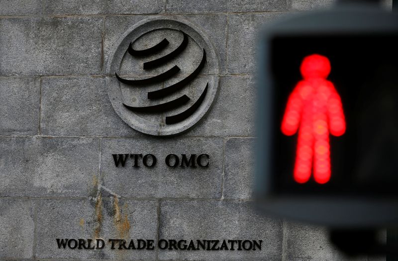 &copy; Reuters. Logo da OMC na sede da instituição, em Genebra, na Suíçan09/12/2019nREUTERS/Denis Balibouse