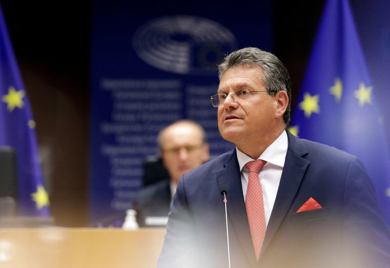 &copy; Reuters. Comissário de Comércio da União Europeia, Maros Sefcovicn27/04/2021. Olivier Hoslet/Pool via REUTERS/File Photo