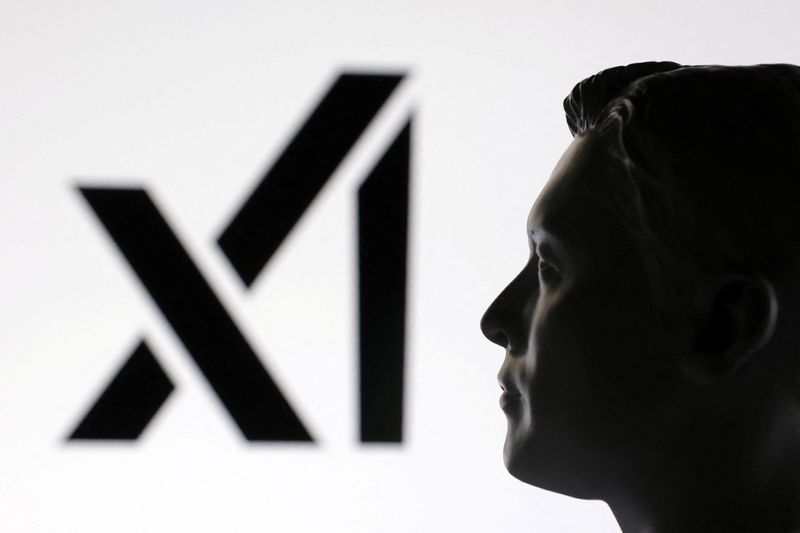 &copy; Reuters. Modelo em miniatura do bilionário Elon Musk e logo da xAIn23/01/2025nREUTERS/Dado Ruvic/Imagem ilustrativa