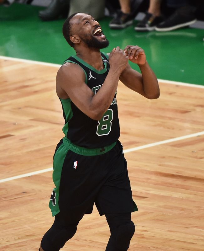 © Reuters. Kemba Walker était soulagé après le succès de Boston./Photo prise le 29 mai 2021/REUTERS/USA Today Sports