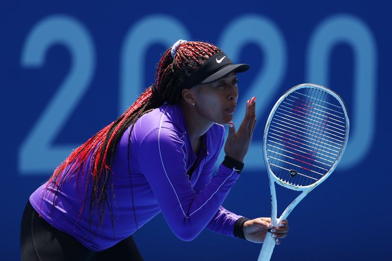 © Reuters. Naomi Osaka est très attendue pour ce tournoi devant son public. /Photo prise le 20 juillet 2021/REUTERS/Edgar Su
