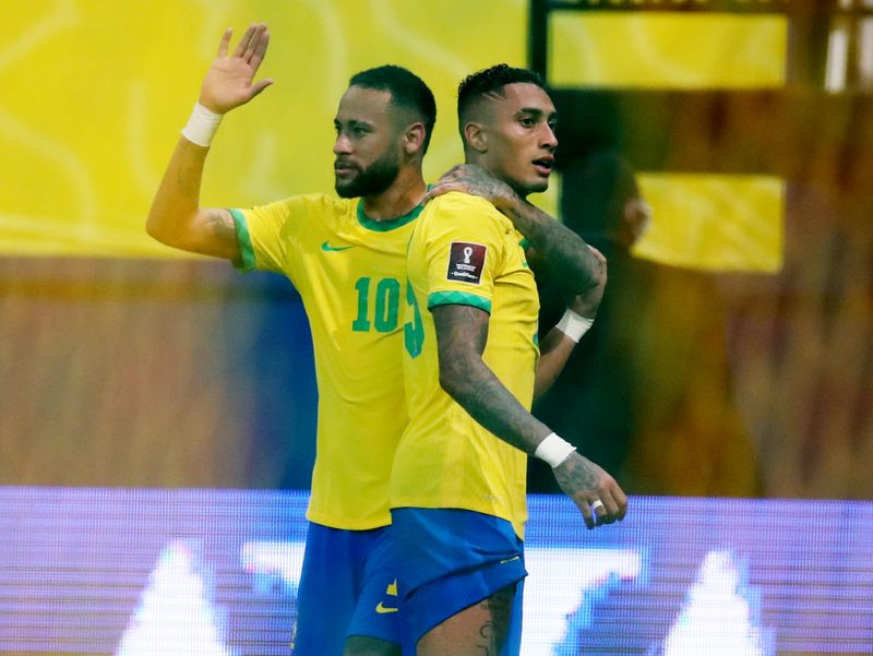 &copy; Reuters. Neymar en est désormais à 7 buts dans cette campagne de qualifications. /Photo prise le 15 octobre 2021/REUTERS/Ricardo Moraes