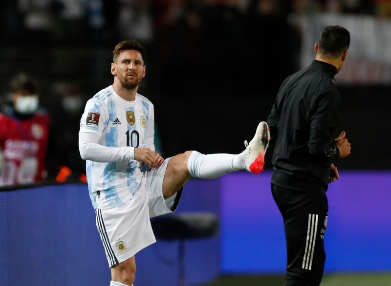 &copy; Reuters. Lionel Messi est entré en jeu à la 76e minute./Photo prise le 13 novembre 2021/REUTERS/XXSTRINGERXX xxxxx