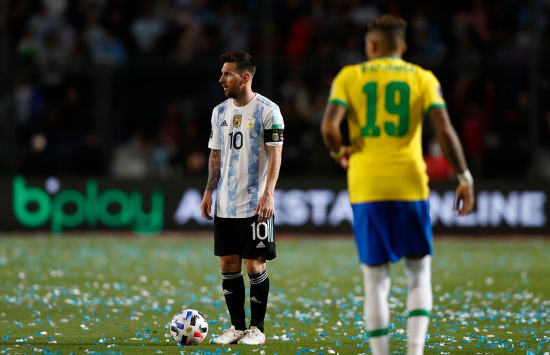 &copy; Reuters. Lionel Messi a joué 90 minutes face au Brésil./Photo prise le 16 novembre 2021/REUTERS/Agustin Marcarian