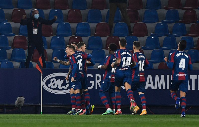 © Reuters. Levante a arraché le match nul sur la pelouse du Celta Vigo grâce à une réalisation de Roger Marti. /Photo prise le 4 mars 2021/REUTERS/Pablo Morano