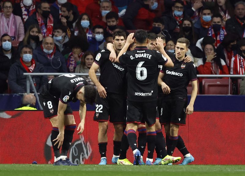 &copy; Reuters. Levante a remporté son troisième match de la saison en championnat./Photo prise le 16 février 2022/REUTERS/Juan Medina