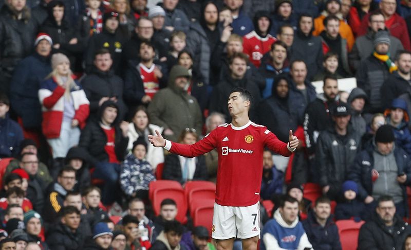 © Reuters. Manchester United n'est pas parvenu à trouver le chemin des filets pour la première fois depuis 3 janvier. /Photo prise le 26 février 2022/REUTERS/Craig Brough