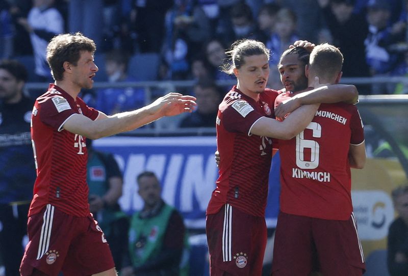 &copy; Reuters. Le Bayern n’a besoin que de trois points pour être champion./Photo prise le 17 avril 2022/REUTERS/Leon Kuegeler