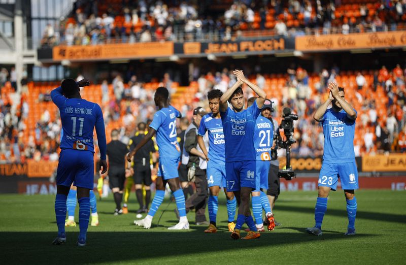 © Reuters. Marseille se rendra à Rennes le samedi 14 mai pour un match décisif en vue de la Ligue des champions. /Photo prise le 8 mai 2022/REUTERS/Stephane Mahe