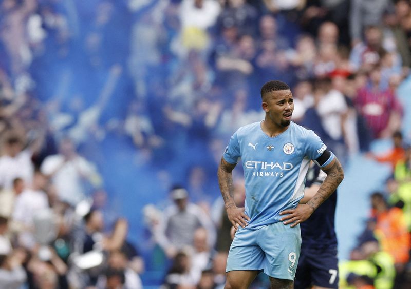 © Reuters. Après cinq saisons passées à Manchester City, Gabriel Jesus va découvrir un nouveau club anglais./Photo prise le 22 mai 2022/REUTERS/Jason Cairnduff