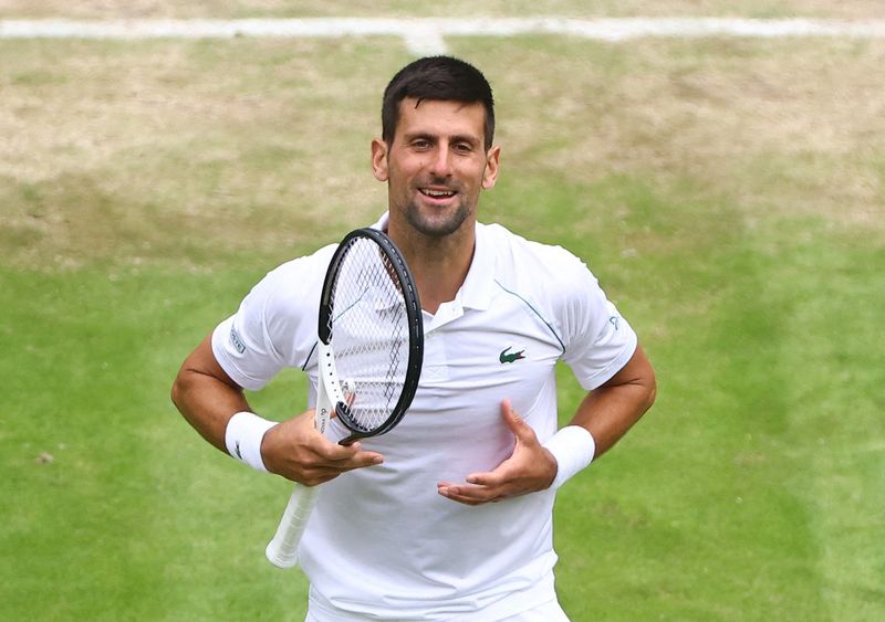 &copy; Reuters. Djokovic est en lice pour un 7ème sacre à Wimbledon. /Photo prise le 5 juillet 2022/REUTERS/Hannah Mckay