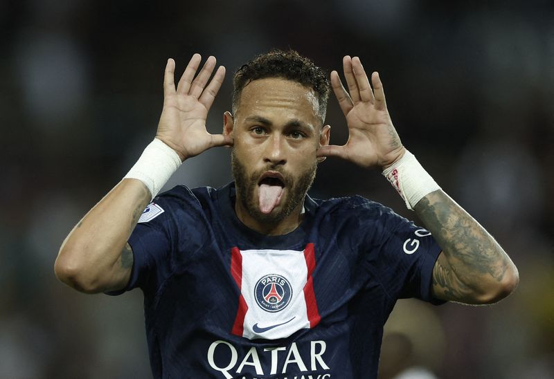 &copy; Reuters. Neymar en est déjà à cinq buts en trois matches officiels cette saison/Photo prise le 13 août 2022/REUTERS/BENOIT TESSIER