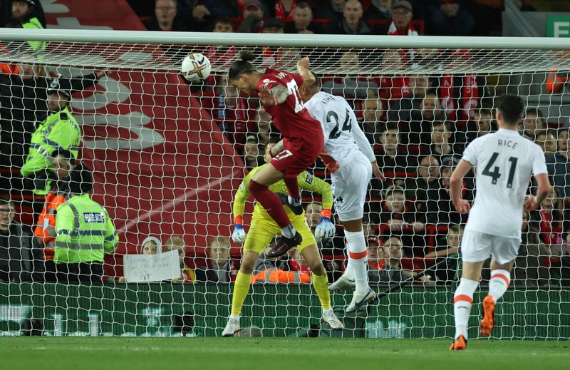 &copy; Reuters. Darwin Nunez a marqué le but de la victoire pour Liverpool contre West Ham./Photo prise le 19 octobre 2022/REUTERS/PHIL NOBLE