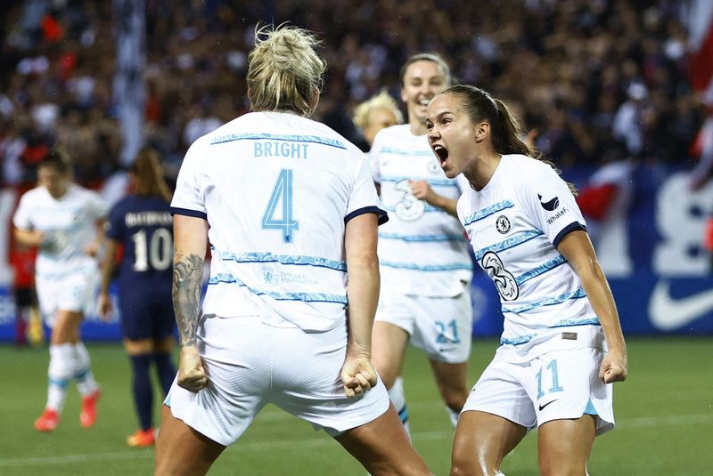 &copy; Reuters. Millie Bright a marqué le but de la victoire pour Chelsea en première période./Photo prise le 20 octobre 2022/REUTERS/CHRISTIAN HARTMANN