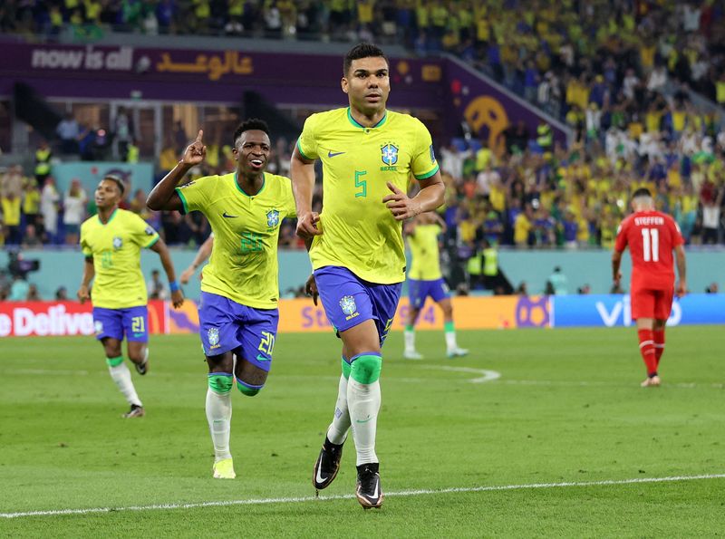 &copy; Reuters. Casemiro a marqué le seul but de la rencontre lors de la victoire du Brésil contre la Suisse./Photo prise le 28 novembre 2022/REUTERS/CARL RECINE
