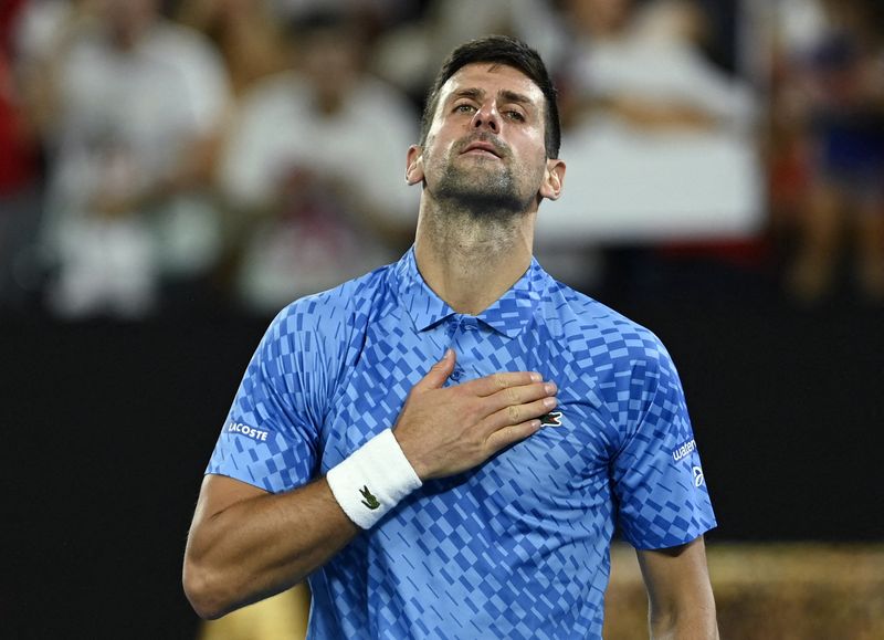 © Reuters. Novak Djokovic s'est facilement défait d'Alex De Minaur en trois manches et 2h07 de jeu.      /Photo prise le 23 janvier 2023/REUTERS/Jaimi Joy