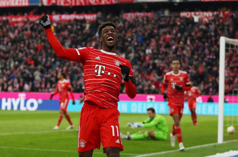 &copy; Reuters. Kingsley Coman a contribué à la victoire du Bayern en inscrivant son 5e but de la saison en Bundesliga. /Photo prise le 11 février 2023/REUTERS/Leonhard Simon