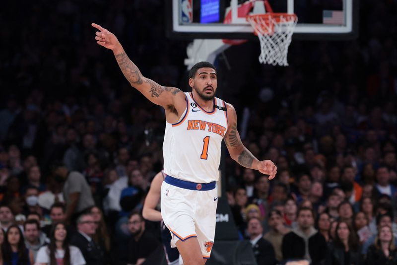 © Reuters. En signant leur 46e victoire de la saison, les Knicks valident leur billet pour les playoffs. /Photo prise le 3 avril 2023/REUTERS/USA TODAY USPW