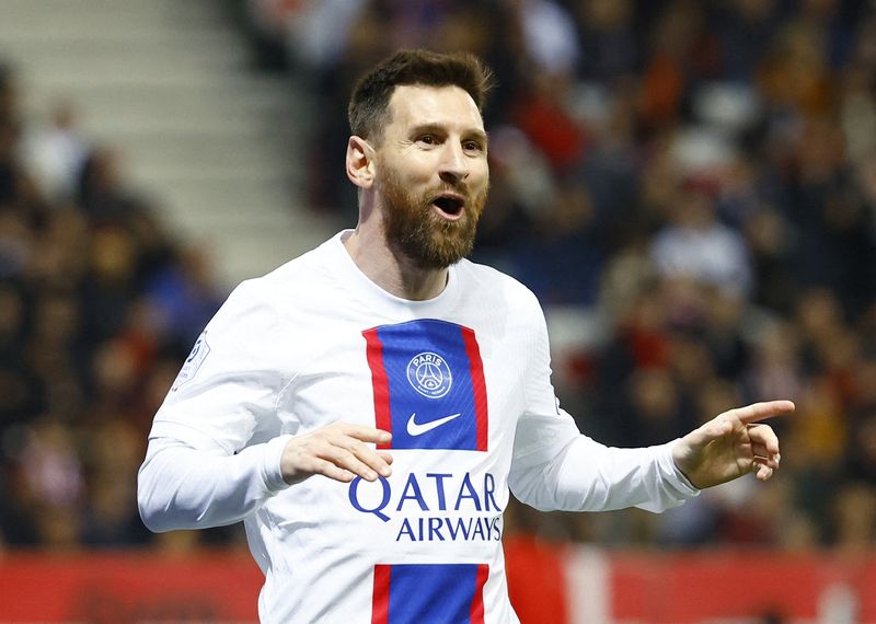 &copy; Reuters. Lionel Messi a contribué à la victoire du PSG face à Nice en inscrivant son 14e but de la saison en Ligue 1. /Photo prise le 8 avril 2023/REUTERS/Eric Gaillard