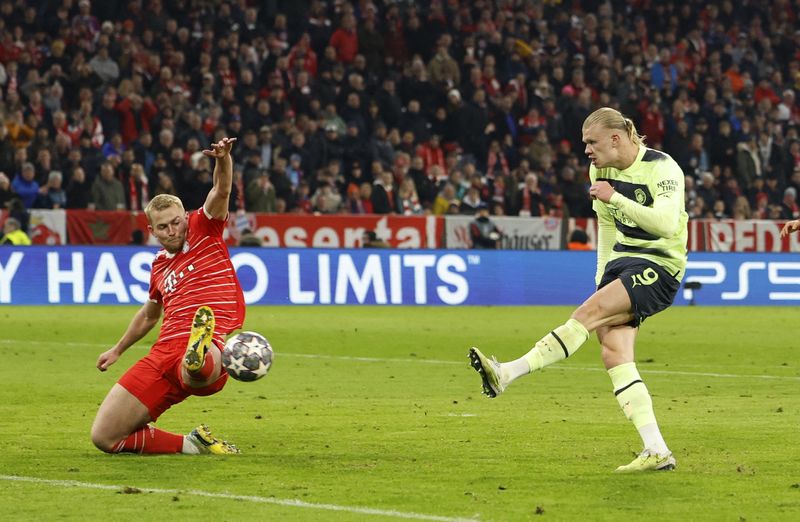 &copy; Reuters. Erling Haaland a inscrit son 12e but de la saison en Ligue des Champions. /Photo prise le 19 avril 2023/REUTERS/Heiko Becker