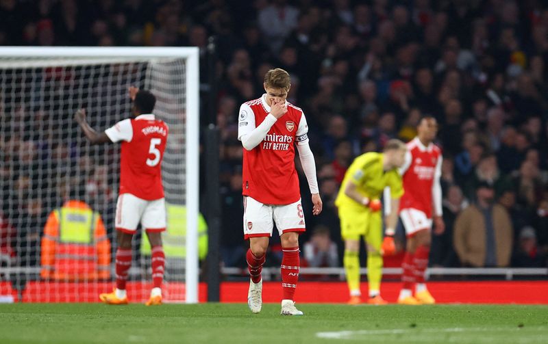 © Reuters. Arsenal concède un match nul 3-3 contre Southampton et met en danger ses espoirs de titre. /Photo prise le 21 avril 2023/REUTERS/Hannah Mckay