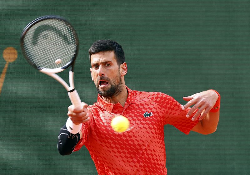 &copy; Reuters. Novak Djokovic, numéro 1 mondial n'a pas été inquiété pour son entrée en lice à Rome. /Photo prise le 13 avril 2023/REUTERS/Eric Gaillard