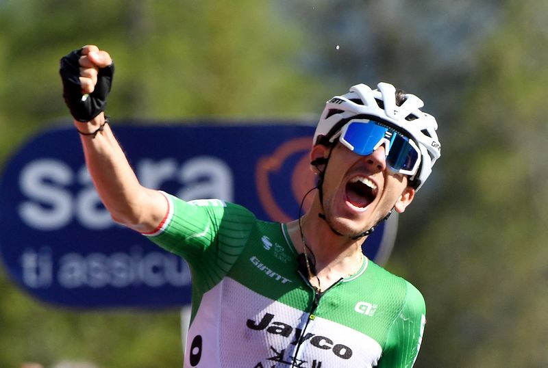 &copy; Reuters. Filippo Zana s'empare du maillot de leader sur le Tour de Slovénie. /Photo prise le 25 mai 2023/REUTERS/Jennifer Lorenzini