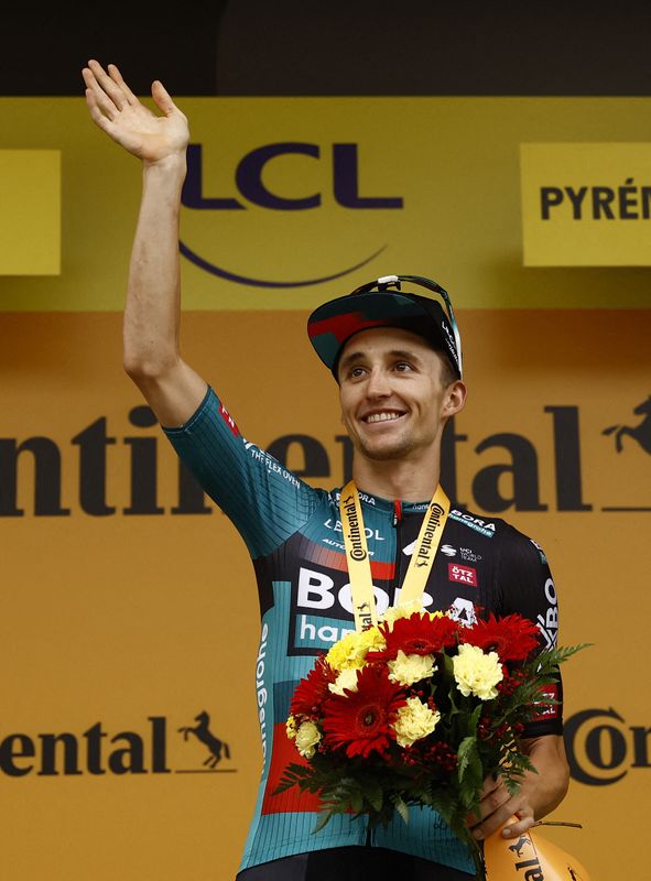 © Reuters. Un premier Tour de France couronné de succès pour Jai Hindley /Photo prise le 5 juillet 2023/REUTERS/STEPHANE MAHE