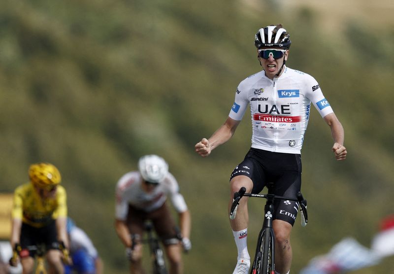 &copy; Reuters. Pogacar signe sa 11e victoire d'étape sur le Tour de France. /Photo prise le 22 juillet 2023/REUTERS/BENOIT TESSIER