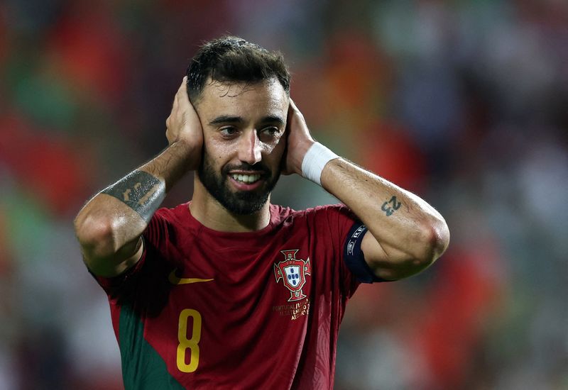 © Reuters. Brunos Fernandes a inscrit son 17e but avec le Portugal. /Photo prise le 11 septembre 2023/REUTERS/PEDRO NUNES