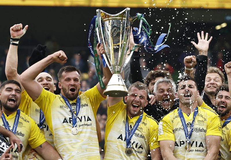 © Reuters. Les Maritimes célèbrent leur titre à l'Aviva Stadium de Dublin. /Photo prise le 20 mai 2023/REUTERS/Clodagh Kilcoyne