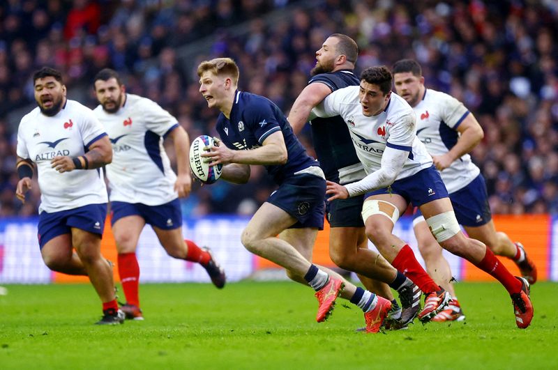 © Reuters. La France a gagné 4 de ses 5 derniers matchs contre l'Ecosse              /Photo prise le 10 février 2024/REUTERS/LEE SMITH