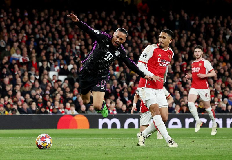 &copy; Reuters. Arsenal et le Bayern joueront leur qualification dans une semaine lors du match retour /Photo prise le 9 avril 2024/REUTERS/David Klein